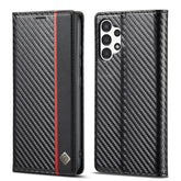 LC.IMEEKE Carbon Fiber Horizontal Flip Leather Phone Case, For Samsung Galaxy A13 4G