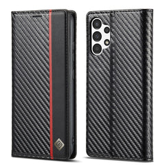 LC.IMEEKE Carbon Fiber Horizontal Flip Leather Phone Case, For Samsung Galaxy A13 4G