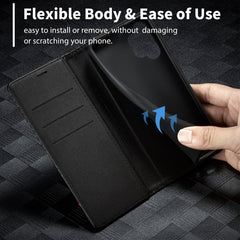 LC.IMEEKE Carbon Fiber Horizontal Flip Leather Phone Case, For Samsung Galaxy A13 4G