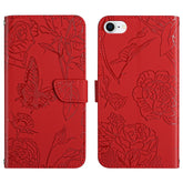Skin Feel Butterfly Peony Geprägte Leder-Telefonhülle, Für iPhone SE 2022 / SE 2020 / 8 / 7, Für iPhone 8 Plus / 7 Plus, Für iPhone 11, Für iPhone 11 Pro, Für iPhone 11 Pro Max, Für iPhone 12