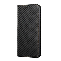 Carbon Fiber Texture Flip Holder Leder Handyhülle, Für iPhone 13, Für iPhone 13 mini, Für iPhone 13 Pro, Für iPhone 13 Pro Max