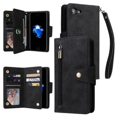 Rivet Buckle 9 Cards Three Fold Leather Phone Case