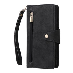 Rivet Buckle 9 Cards Three Fold Leather Phone Case