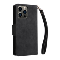 Rivet Buckle 9 Cards Three Fold Leather Phone Case