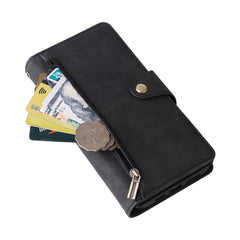 Rivet Buckle 9 Cards Three Fold Leather Phone Case