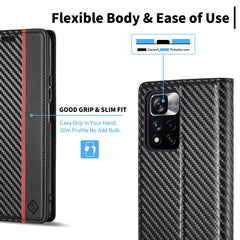 LC.IMEEKE Carbon Fiber Texture Flip Leather Phone Case, For Xiaomi 11T / 11T Pro, For Xiaomi Mi 11 Lite, For Xiaomi Poco X4 Pro 5G, For Xiaomi Poco X3 NFC / Poco X3 Pro, For Xiaomi Redmi Note 11 Pro China, For Xiaomi Redmi Note 11 4G / Note 11S