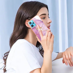 Electroplating Marble Pattern TPU Phone Case with Ring