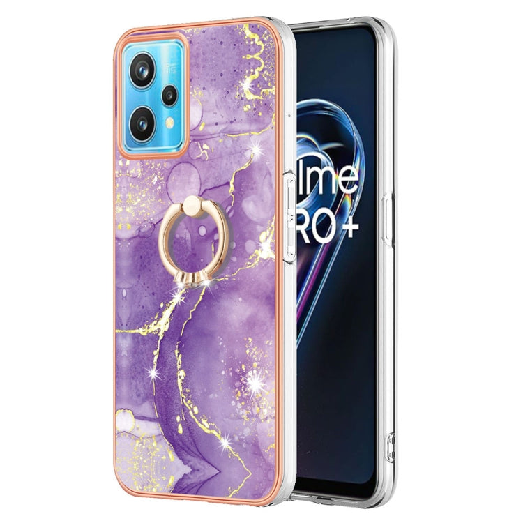 Funda de teléfono de TPU con patrón de mármol galvanizado y anillo para OPPO Realme 9i / A36 / A96 4G Funda de teléfono de TPU con patrón de mármol galvanizado y anillo para OPPO Realme 9i / A36 / A96 4G