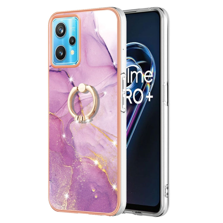 Funda de teléfono de TPU con patrón de mármol galvanizado y anillo para OPPO Realme 9i / A36 / A96 4G Funda de teléfono de TPU con patrón de mármol galvanizado y anillo para OPPO Realme 9i / A36 / A96 4G