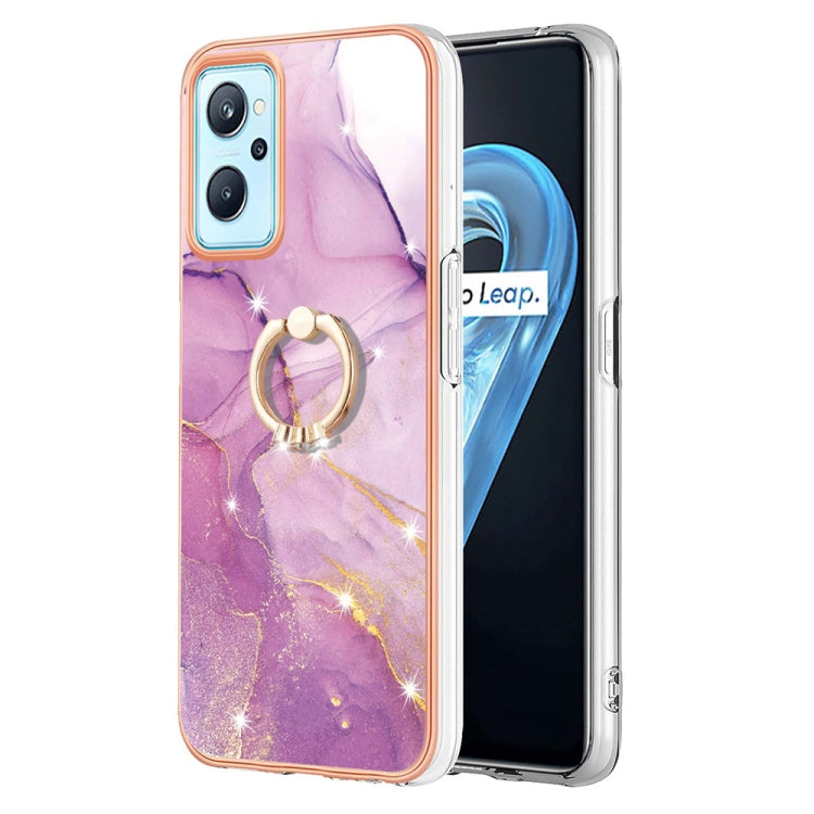 Funda de teléfono de TPU con patrón de mármol galvanizado y anillo para OPPO Realme 9i / A36 / A96 4G Funda de teléfono de TPU con patrón de mármol galvanizado y anillo para OPPO Realme 9i / A36 / A96 4G