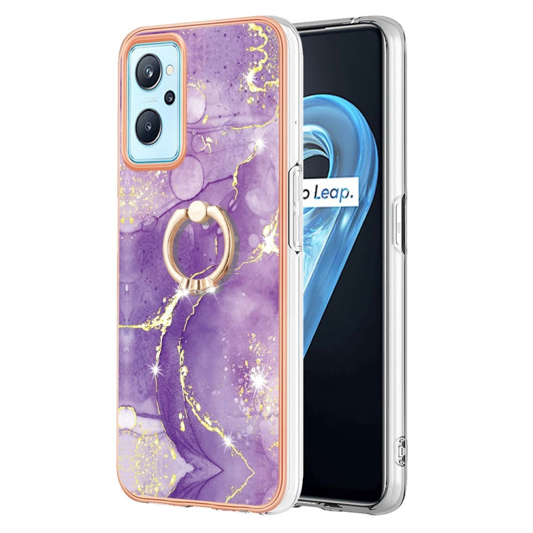 Funda de teléfono de TPU con patrón de mármol galvanizado y anillo para OPPO Realme 9i / A36 / A96 4G Funda de teléfono de TPU con patrón de mármol galvanizado y anillo para OPPO Realme 9i / A36 / A96 4G