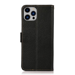 KHAZNEH Side-Magnetic Litchi Genuine Leather RFID Phone Case
