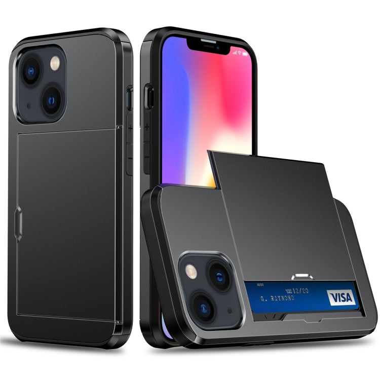 Shockproof Armor Protective Phone Case with Slide Card Slot, For iPhone 14, For iPhone 14 Plus Shockproof Armor Protective Phone Case with Slide Card Slot, For iPhone 14, For iPhone 14 Plus