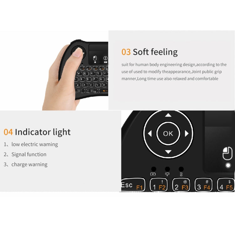 H9 2.4GHz Mini Wireless Air Mouse QWERTY Keyboard with White Backlight & Touchpad for PC, TV, with White Backlight H9 2.4GHz Mini Wireless Air Mouse QWERTY Keyboard with White Backlight & Touchpad for PC, TV, with White Backlight