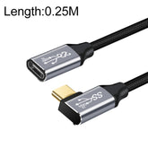 10Gbps USB-C / Type-C Female to Male Elbow Charging Data Transmission Extension Cable, 25cm, 50cm, 1m