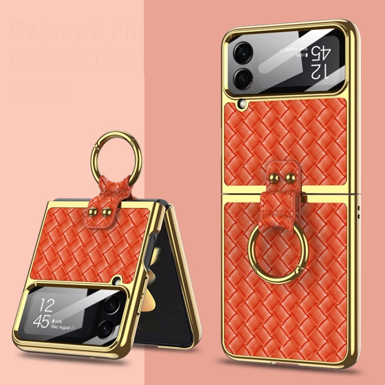 GKK Weave Texture Electroplating Protective Phone Case, For Samsung Galaxy Z Flip4 GKK Weave Texture Electroplating Protective Phone Case, For Samsung Galaxy Z Flip4