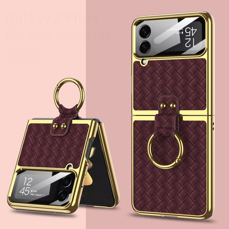 GKK Weave Texture Electroplating Protective Phone Case, For Samsung Galaxy Z Flip4 GKK Weave Texture Electroplating Protective Phone Case, For Samsung Galaxy Z Flip4