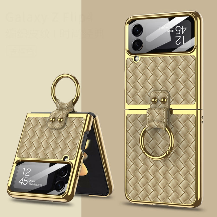 GKK Weave Texture Electroplating Protective Phone Case, For Samsung Galaxy Z Flip4 GKK Weave Texture Electroplating Protective Phone Case, For Samsung Galaxy Z Flip4
