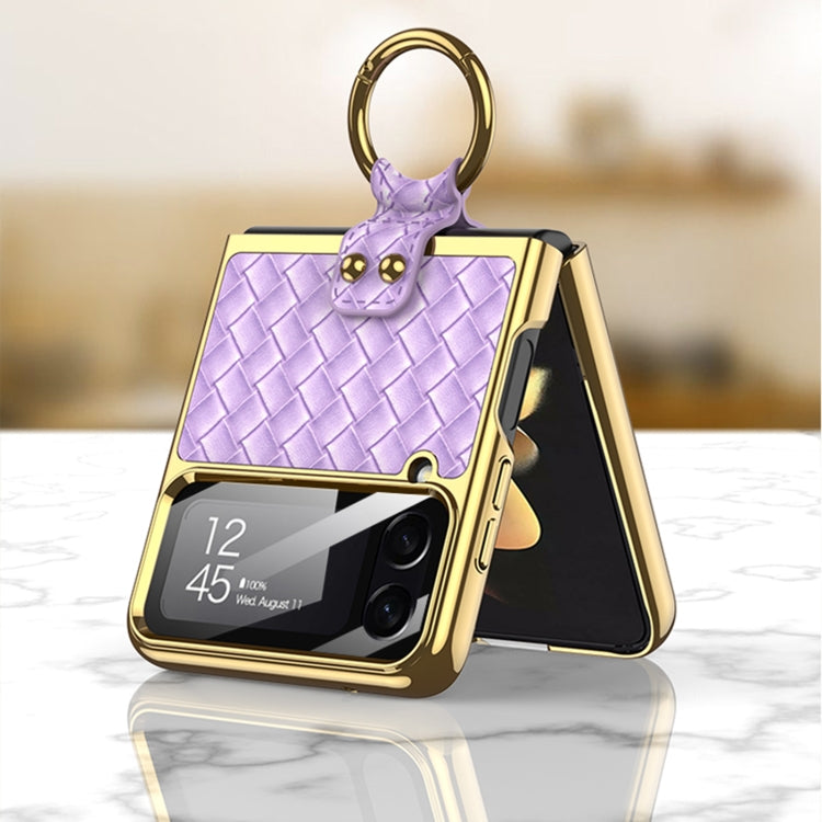 GKK Weave Texture Electroplating Protective Phone Case, For Samsung Galaxy Z Flip4 GKK Weave Texture Electroplating Protective Phone Case, For Samsung Galaxy Z Flip4