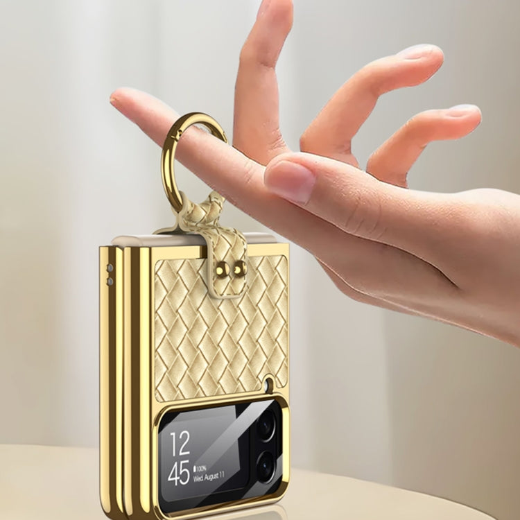 GKK Weave Texture Electroplating Protective Phone Case, For Samsung Galaxy Z Flip4 GKK Weave Texture Electroplating Protective Phone Case, For Samsung Galaxy Z Flip4