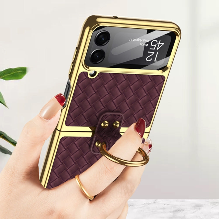 GKK Weave Texture Electroplating Protective Phone Case, For Samsung Galaxy Z Flip4 GKK Weave Texture Electroplating Protective Phone Case, For Samsung Galaxy Z Flip4