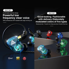 QKZ SK7 3.5mm Sports In-ear Copper Driver Wired HIFI Stereo Earphone with Mic