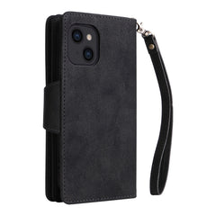 Rivet Buckle 9 Cards Three Fold Leather Phone Case