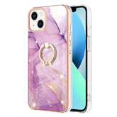 Electroplating Marble Pattern IMD TPU Shockproof Case with Ring Holder, For iPhone 14, For iPhone 14 Plus, For iPhone 14 Pro, For iPhone 14 Pro Max
