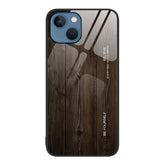 Wood Grain Glass Protective Case, For iPhone 14