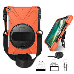 Para iPad 9.7 (2018) y (2017) Funda protectora de silicona con rotación de 360 grados con soporte, correa de mano, correa larga y ranura para lápiz, para iPad 9.7 (2018) y (2017)