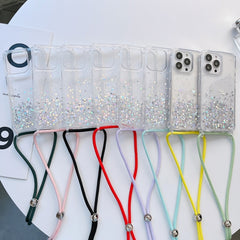 Lanyard Glitter Epoxy Clear Phone Case, For iPhone 12 / 12 Pro, For iPhone 12 Pro Max, For iPhone 11