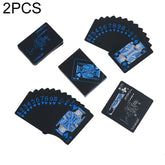 2 PCS Plastic Waterproof PVC Poker Cards, Blue+White, Red+White, Blue+Gold, Red+Blue