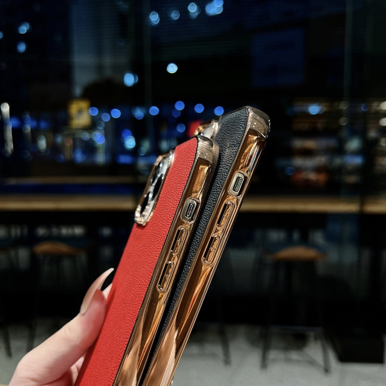 Genuine Leather Luolai Series Nano Electroplating Phone Case, For iPhone 13 Pro Max Genuine Leather Luolai Series Nano Electroplating Phone Case, For iPhone 13 Pro Max