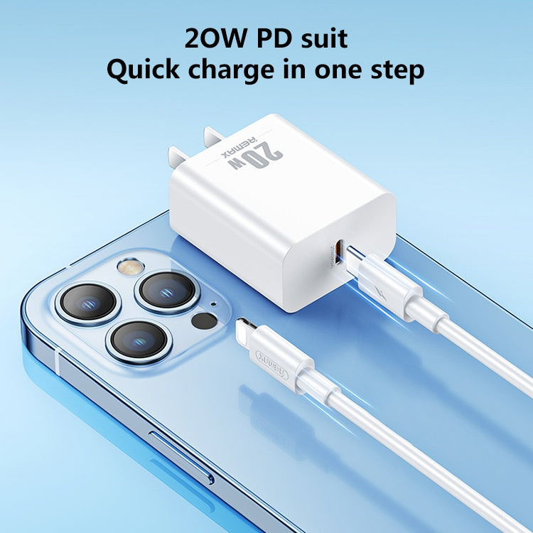 REMAX RP-U5 Extreme 2 Series 20W PD Charger + 1m USB-C / Type-C to 8 Pin Fast Charge Data Cable Set, CN Plug, EU Plug, US Plug REMAX RP-U5 Extreme 2 Series 20W PD Charger + 1m USB-C / Type-C to 8 Pin Fast Charge Data Cable Set, CN Plug, EU Plug, US Plug