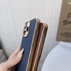 Genuine Leather Xiaoya Series Nano Electroplating Phone Case, For iPhone 14, For iPhone 14 Plus, For iPhone 14 Pro, For iPhone 14 Pro Max, For iPhone 13, For iPhone 13 Pro