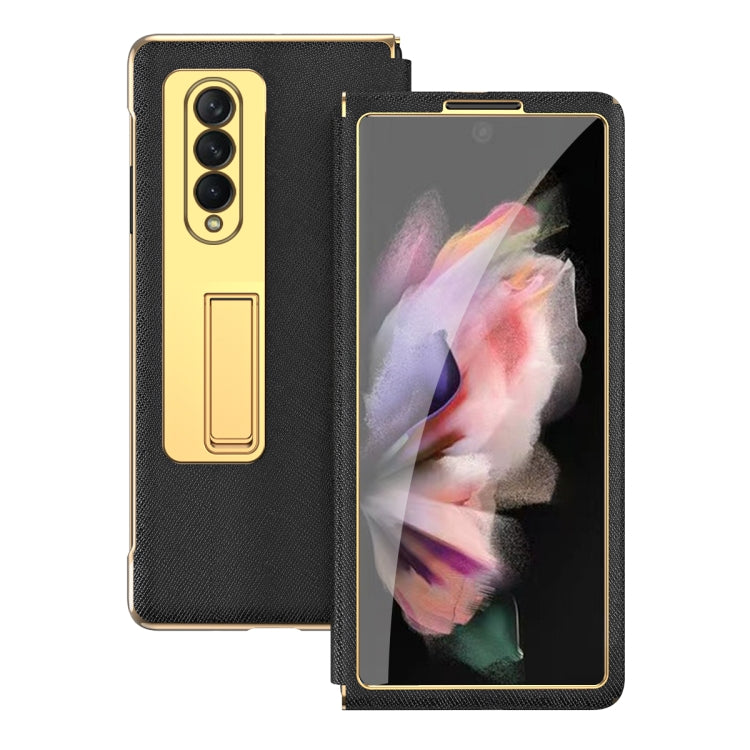 Cross Texture Integrated Electroplating Hinge Flip Phone Case with Tempered Film Cross Texture Integrated Electroplating Hinge Flip Phone Case with Tempered Film