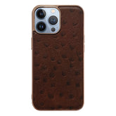 Genuine Leather Ostrich Texture Nano Case, For iPhone 13 Pro, For iPhone 13 Pro Max, For iPhone 13, For iPhone 14 Plus, For iPhone 14 Pro Max, For iPhone 14 Pro