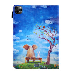 Für iPad Pro 11 (2020) und (2018) Tablet-PC mit bemaltem Muster, Lederschutzhülle mit Halterung, Kartenfach und Fotohalter, Elefantenkaninchen, blau-rosa Ananas, rote Blume, rosa Schmetterling, Rosenblüte, rote Blume, blauer Schmetterling, Birnenblüte