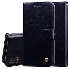 Business Style Oil Wax Texture Horizontal Flip Leather Case, with Holder & Card Slots & Wallet