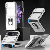 GKK Carbon Brazing Pattern Shockproof Armor PC Phone Case with Ring Holder, For Samsung Galaxy Z Flip4