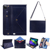 Funda de piel sintética con tapa horizontal tipo sobre, ranuras para tarjetas, ranuras para bolígrafos, soporte, billetera, marco de fotos y correa para el hombro, para iPad Pro 11 2021/2020, para iPad Pro 12.9 2021/2020
