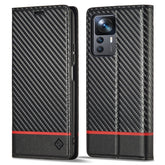 LC.IMEEKE Carbon Fiber Texture Flip Leather Phone Case, For Xiaomi 12T/12T Pro/Redmi K50 Ultra