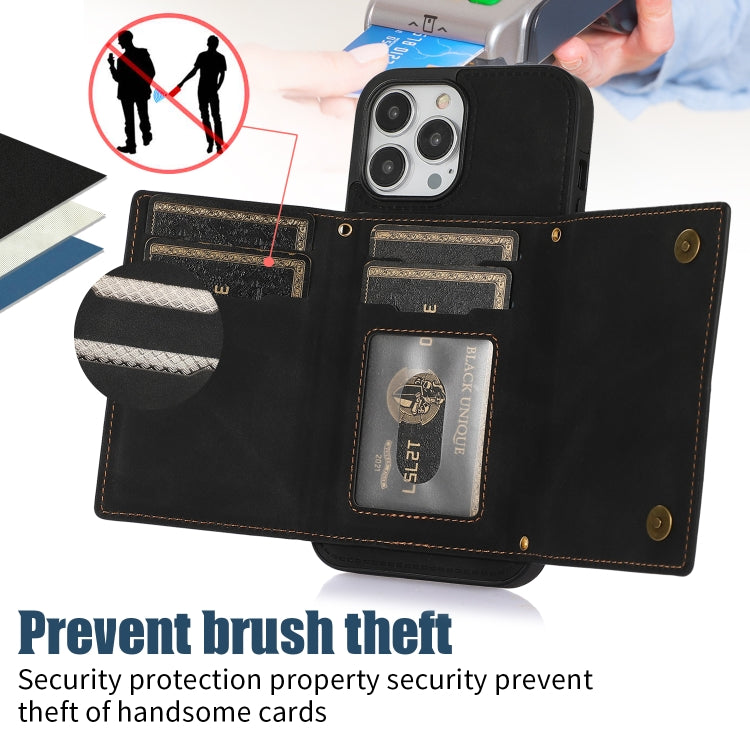 Three-fold RFID Leather Phone Case with Lanyard, For iPhone 13 Pro Max, For iPhone 14, For iPhone 14 Plus, For iPhone 14 Pro Three-fold RFID Leather Phone Case with Lanyard, For iPhone 13 Pro Max, For iPhone 14, For iPhone 14 Plus, For iPhone 14 Pro