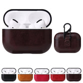 Funda protectora de piel sintética con textura Crazy Horse y mosquetón anticaídas para AirPods Pro, AirPods 1 y 2