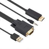 VGA to DisplayPort Adapter Cable with Audio Band Power Supply, Length: 1.8m