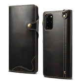 Denior Oil Wax Cowhide Magnetic Button Genuine Leather Case, For Samsung Galaxy S20+, For Samsung Galaxy S20 Ultra, For Samsung Galaxy Note20, For Samsung Galaxy Note20 Ultra, For Samsung Galaxy S21 5G, For Samsung Galaxy S21+ 5G