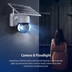 2.4G Wifi Solar Battery Powered? Floodlight PTZ? Camera with PIR Human Detection