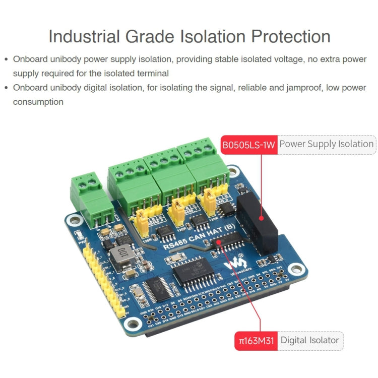 Waveshare Isolated RS485 CAN HAT For Raspberry Pi Waveshare Isolated RS485 CAN HAT For Raspberry Pi
