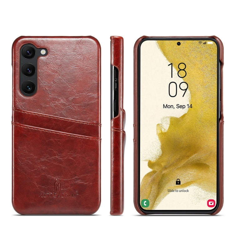 Fierre Shann Oil Wax Texture Leather Phone Case with Card Slots, For Samsung Galaxy S23 5G, For Samsung Galaxy S23+ 5G, For Samsung Galaxy S23 Ultra 5G Fierre Shann Oil Wax Texture Leather Phone Case with Card Slots, For Samsung Galaxy S23 5G, For Samsung Galaxy S23+ 5G, For Samsung Galaxy S23 Ultra 5G