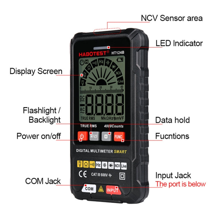 HABOTEST Mini Digital Display High-precision Multimeter, HT124A, HT124A+, HT124B, HT124B+ HABOTEST Mini Digital Display High-precision Multimeter, HT124A, HT124A+, HT124B, HT124B+